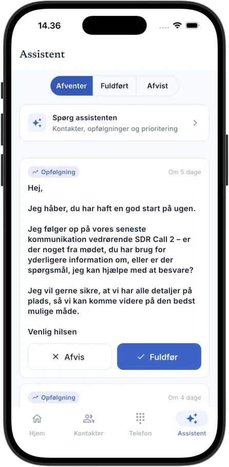 CustomerFlow-assistenten på mobil