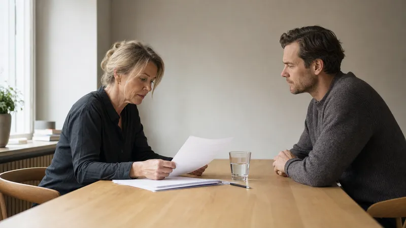 Rådgivningsmøde med papirer på bordet